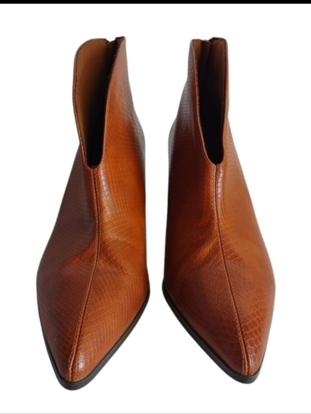 ASHRO Women's Brown Faux Leather Tyrina Dress Booties Shoe Size 10W